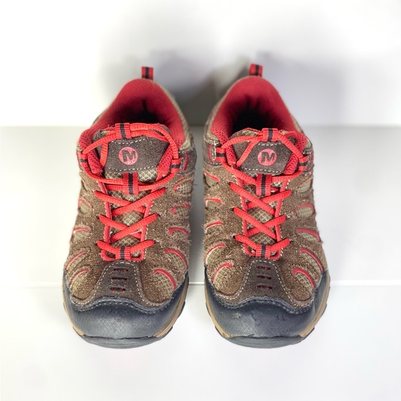 Merrell Performance Shoes Boys Sz 12 Brown Red Hiking Trail Outdoor EUC Comfort - Picture 2 of 10